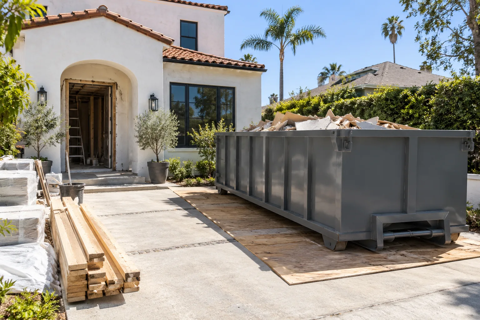 Roll-off dumpster at a Los Angeles project